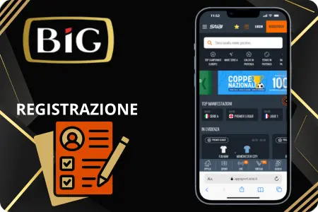 Registrazione – smartphone con app Snai aperta